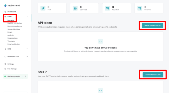 MailerSend SMTP and Email API setup