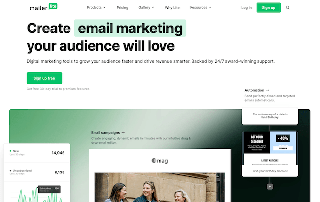 Mailerlite Mailchimp alternatief email marketing tool 