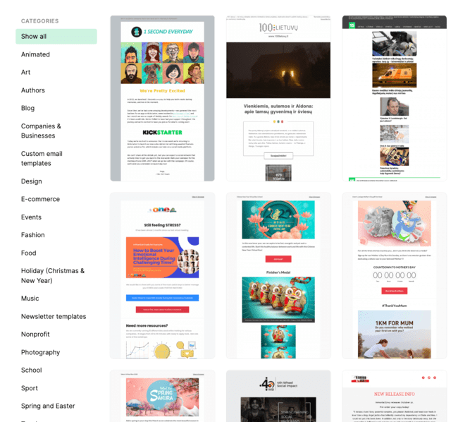 Mailerlite email template gallery