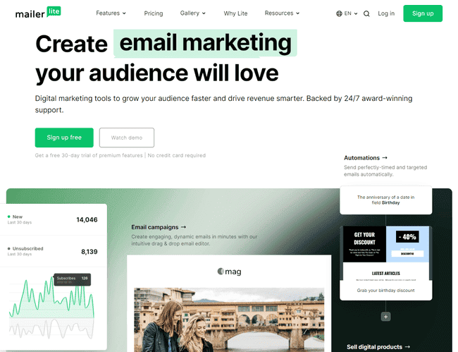 Mailerlite for designing and sending school newsletter