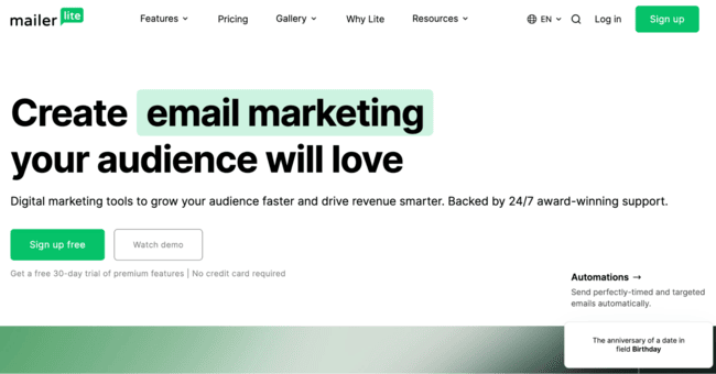 Mailerlite - la mejor alternativa Keap para vender productos digitales