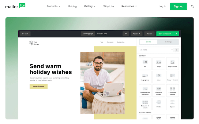 Mailerlite landing page editor