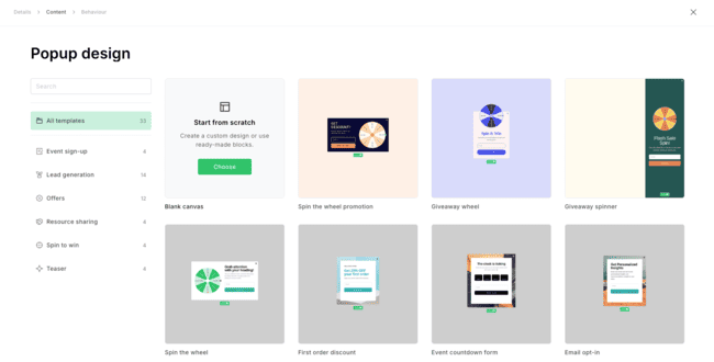 Mailerlite review popup templates