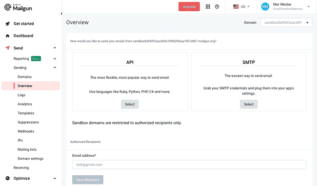 Mailgun transactional email sending service
