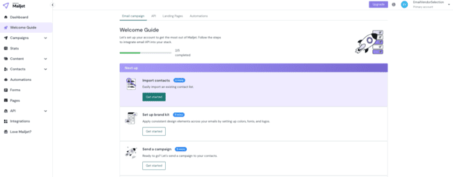 Mailjet getting started welcome guide review