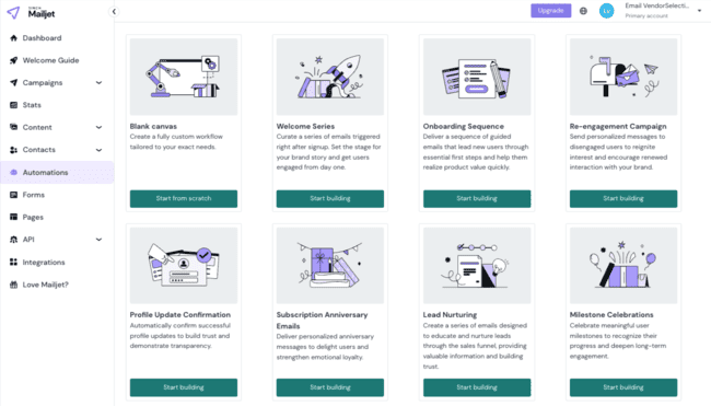 Mailjet workflow builder
