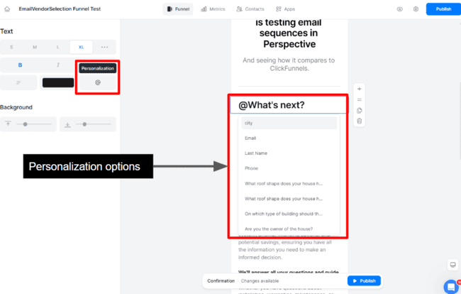 Message personalization in Perspective