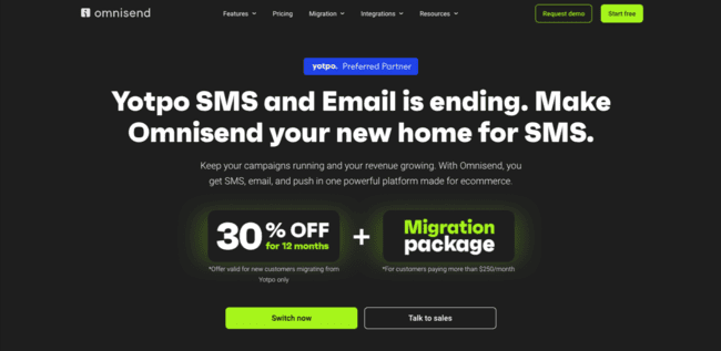 Omnisend email SMS reviews atlernative Yotpo preferred partner