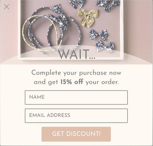 Milledeux abandoned cart exit intent pop-up