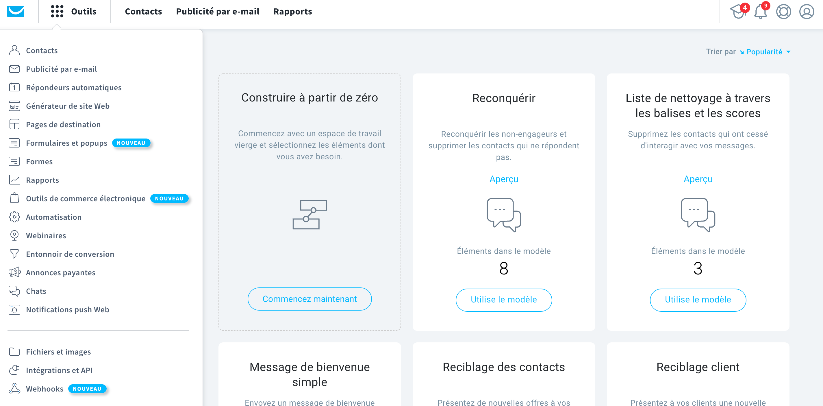 Modèles d_automatisation de la revue GetResponse 
