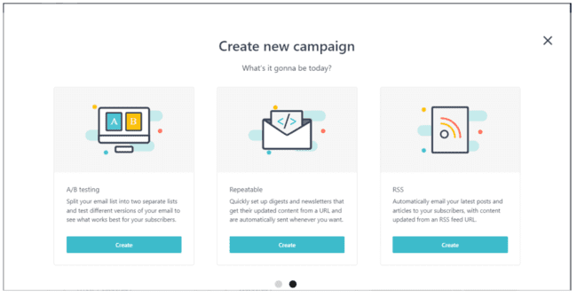 Moosend crée une nouvelle campagne d'emailing, première étape