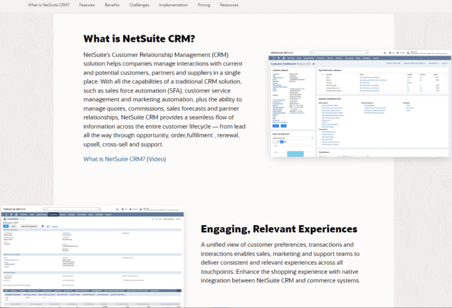 NetSuite CRM software for larger and growing businesses
