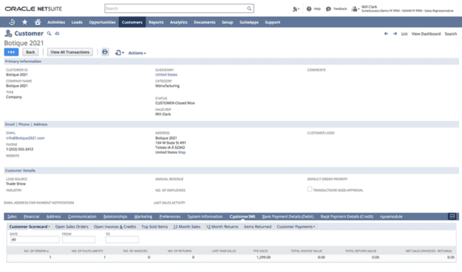 NetSuite CRM technology interface