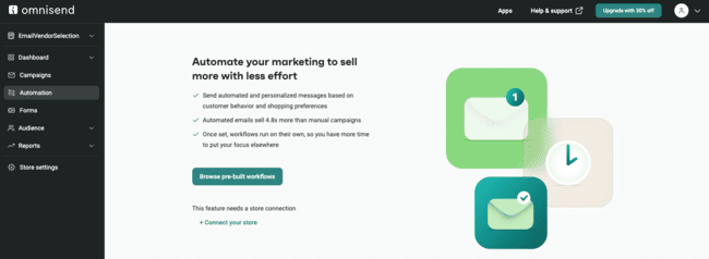 Omnisend automation front page for ecommerce marketers