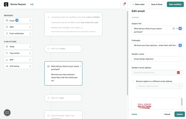 Omnisend ecommerce marketing automation workflow