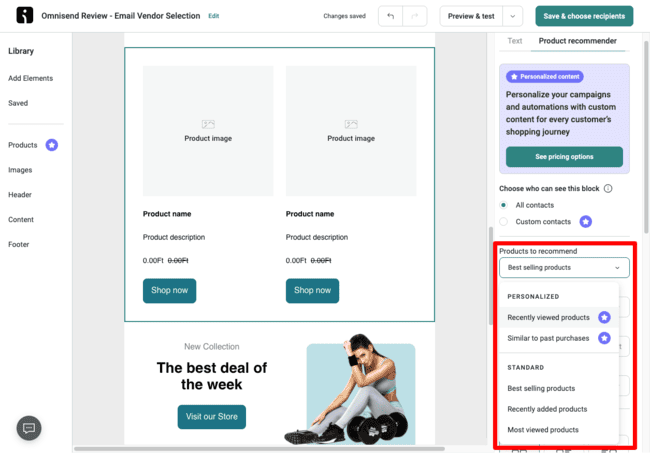 Omnisend review product recommendations and discounts