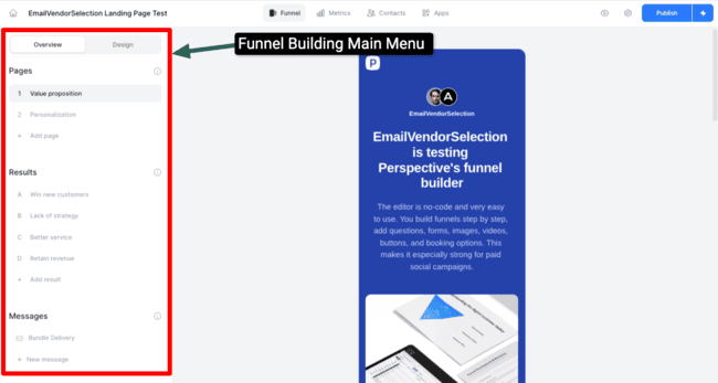Perspective funnel builder