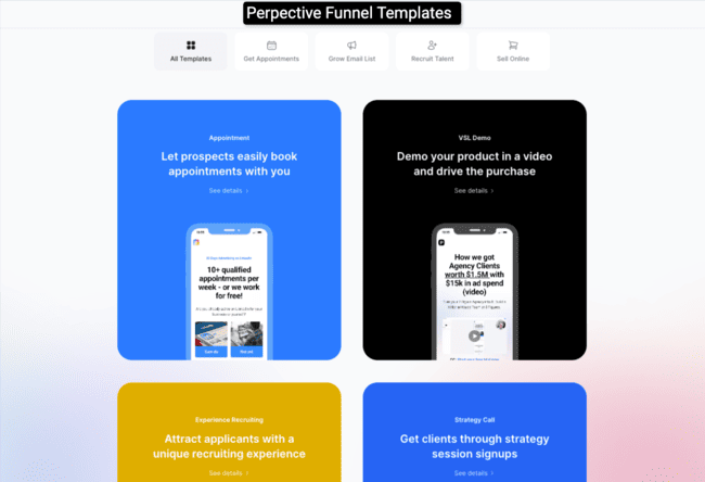 Perspective funnels templates