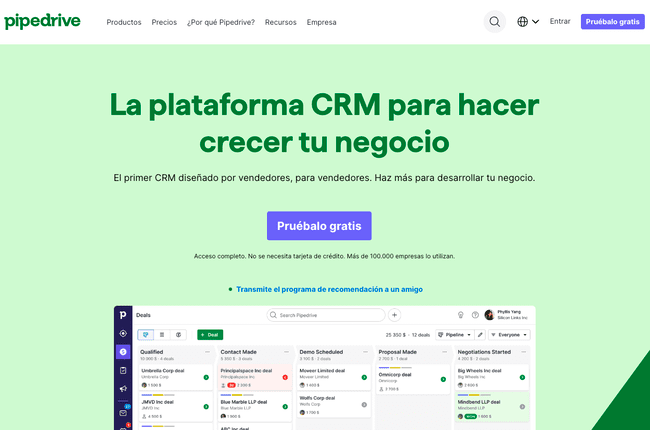 Pipedrive CRM de ventas fácil de usar para pequeñas empresas