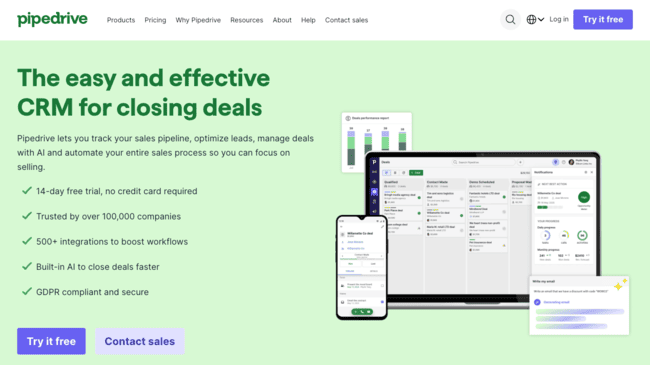 Pipedrive CRM sales pipelines Google Workspace