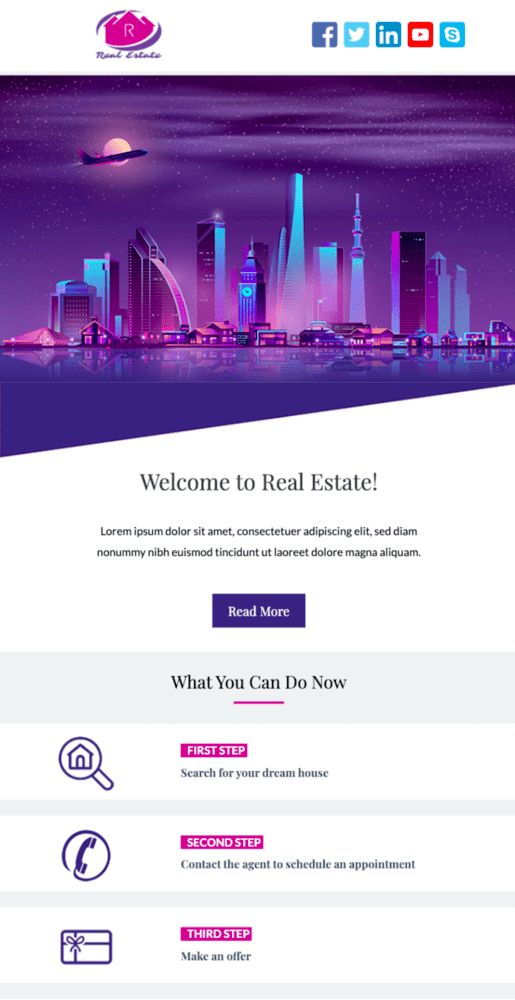 plantilla de correo electrónico de bienvenida de bienes raíces gratis