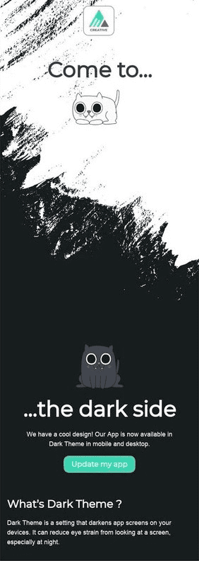 plantilla de correo electrónico de modo oscuro para empresas SaaS