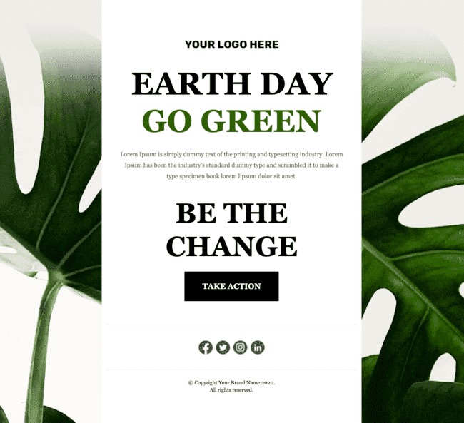 plantilla de email gratuita para el Día de la Tierra