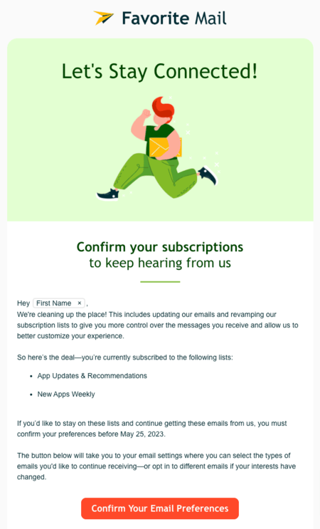 Plantilla de email para reactivar suscripciones