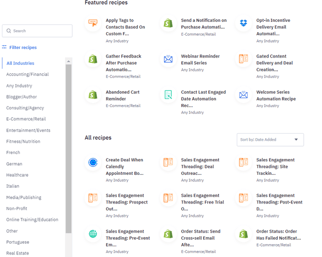 Plantillas de automatización de marketing de ActiveCampaign