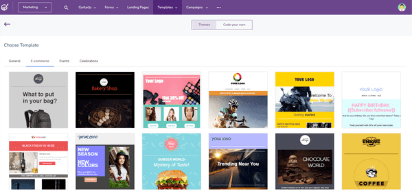 plantillas de correo electrónico de reseña de Engagebay en 4 categorías