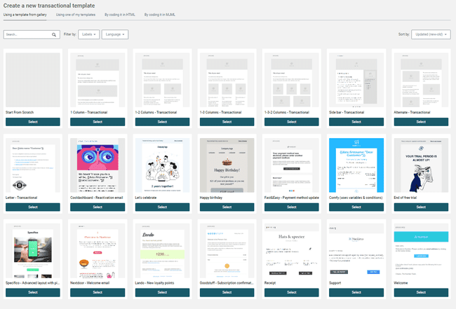plantillas de correo electrónico transaccional de Mailjet