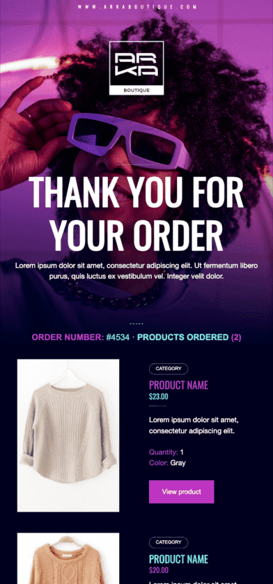 plantillas de correo electrónico transaccional de comercio electrónico gratuitas