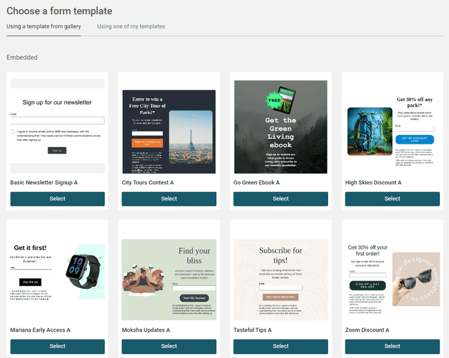 plantillas de formulario Mailjet