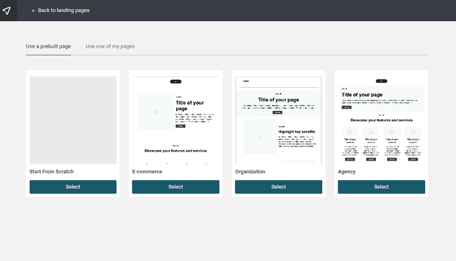 plantillas de página de destino Mailjet