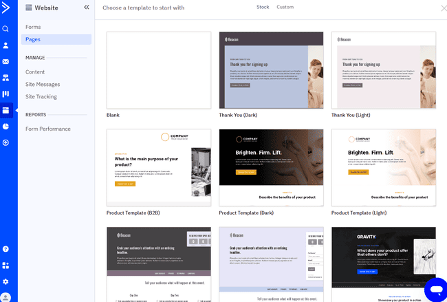 Plantillas de páginas de destino de ActiveCampaign