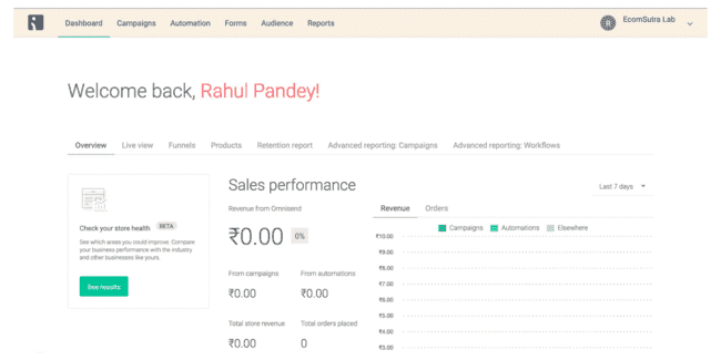Plataforma de comunicación Omnisend con herramienta de marketing por sms