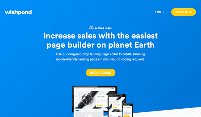 Plataforma de marketing del creador de landing pages responsive Wishpond