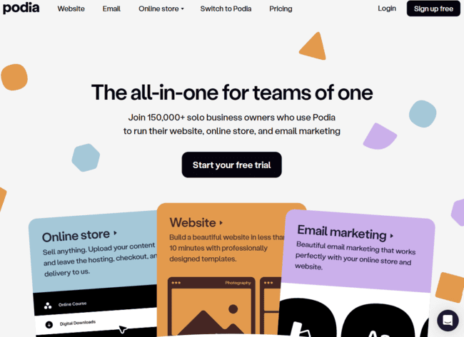 Plataforma de productos digitales Podia para pymes