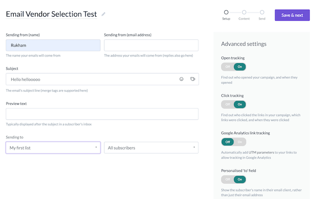 Reseña de EmailOctopus- configuración de campañas de email