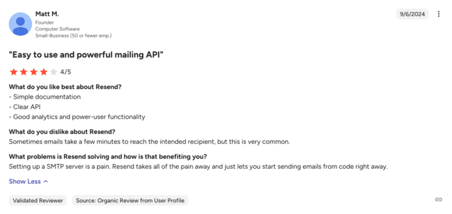 Reseña de la API Resend para documentación y análisis