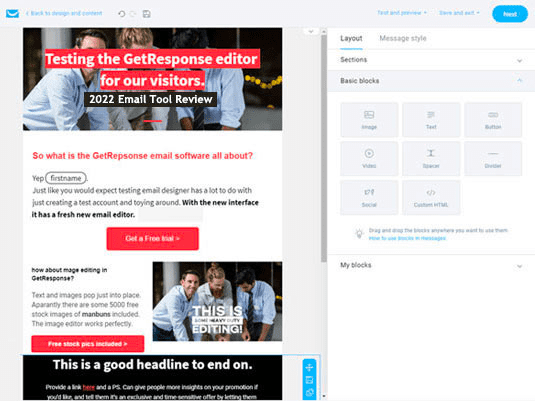 reseña del editor de correo electrónico de Getresponse vs Hubspot 2022