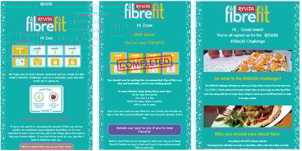 Ryvita ecommerce engagement email automation example 30 day challenge