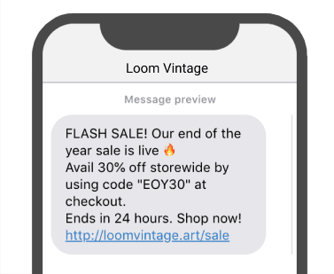 Campaigns and flash sales sms message
