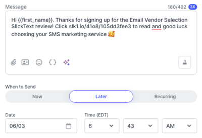 Scheduling SMS campaigns in SlickText