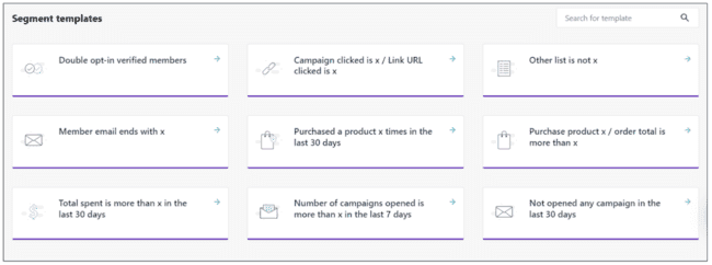 segmentación de la lista de email de Moosend