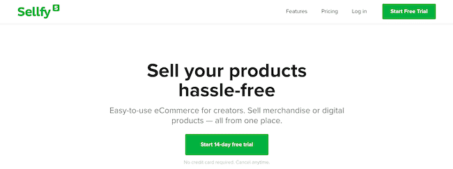 Sellfy ecommerce platform inschrijfpagina