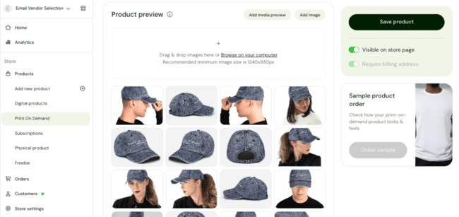Sellfy print on demand product preview