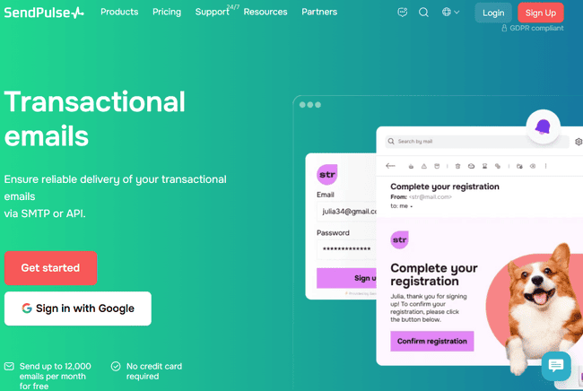 SendPulse transactional emails