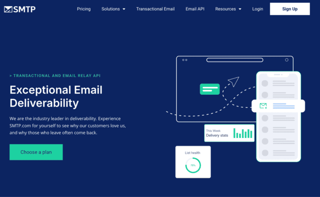 Servicio de retransmisión SMTP.com y API de email para enviar emails transaccionales