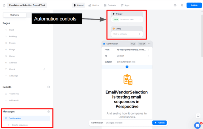 Setting up automated messages in Perspective Funnels